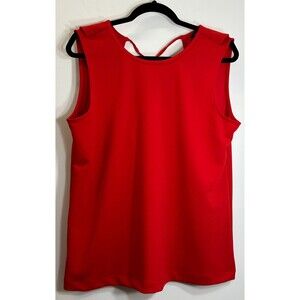 Ann Taylor Women’s Red Sleeveless Blouse Top Sz L Ruffle Back Tie Career Office